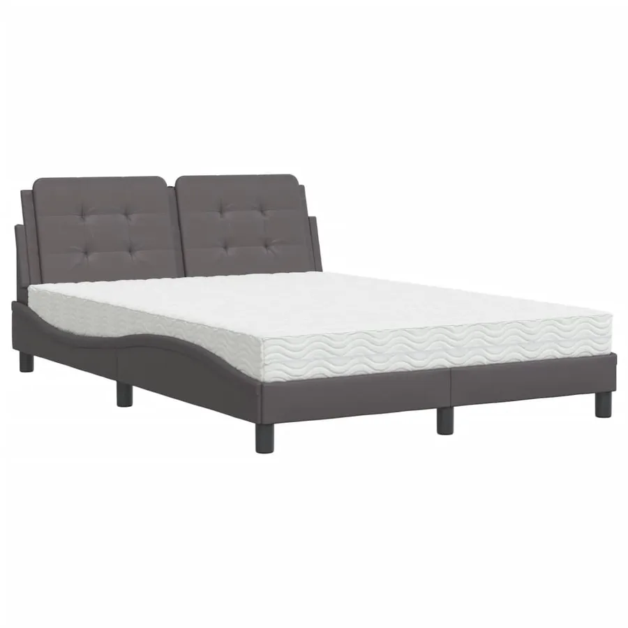 Cadre de lit sans matelas Zadar gris 140x190 cm similicuir - 2