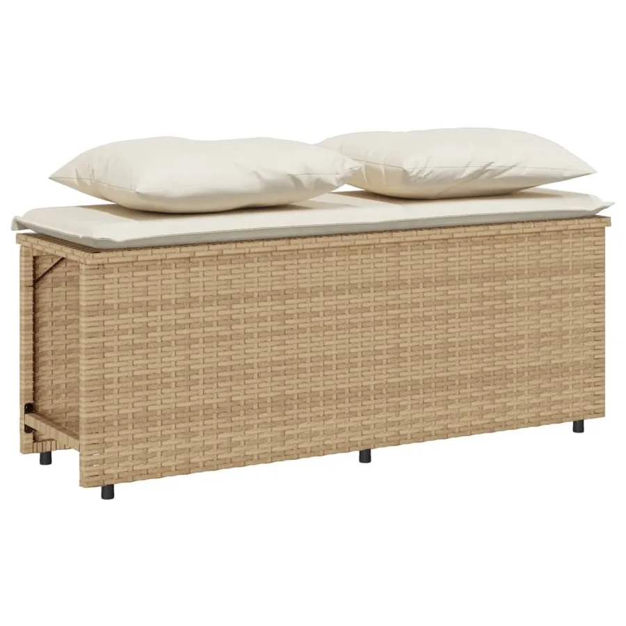Ensemble à manger de jardin et coussins 3 pcs Beige poly rotin - 4