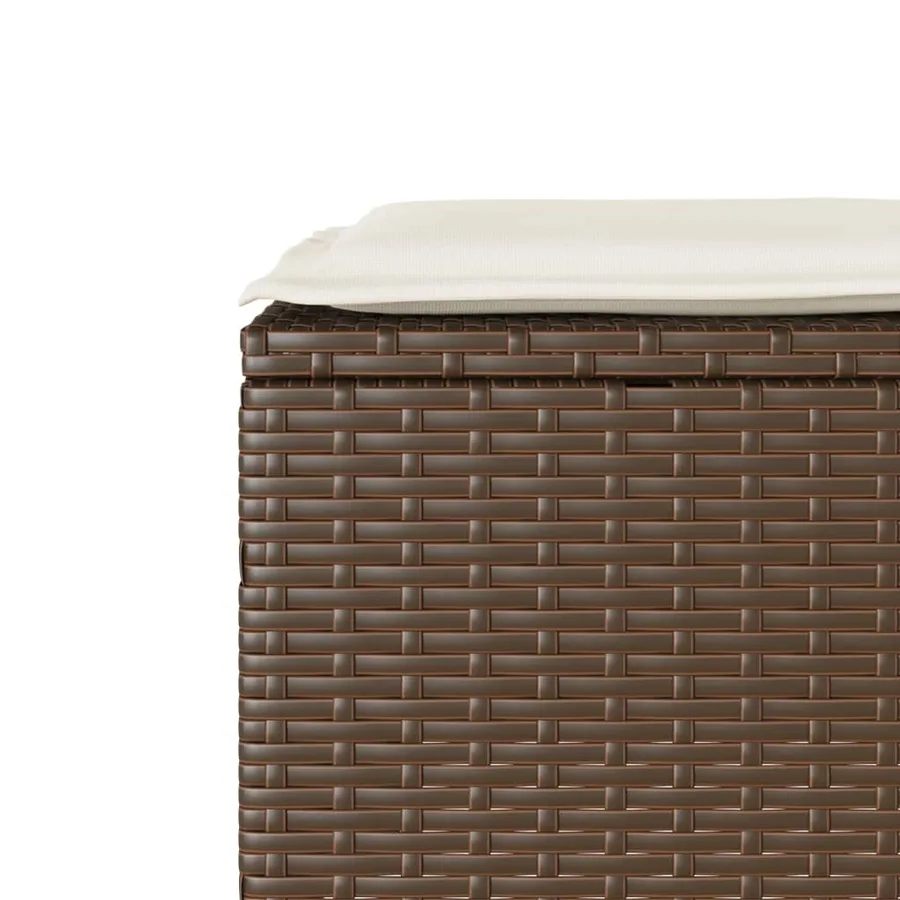 Ensemble de bistro 3 pcs avec coussins marron résine tressée - 10