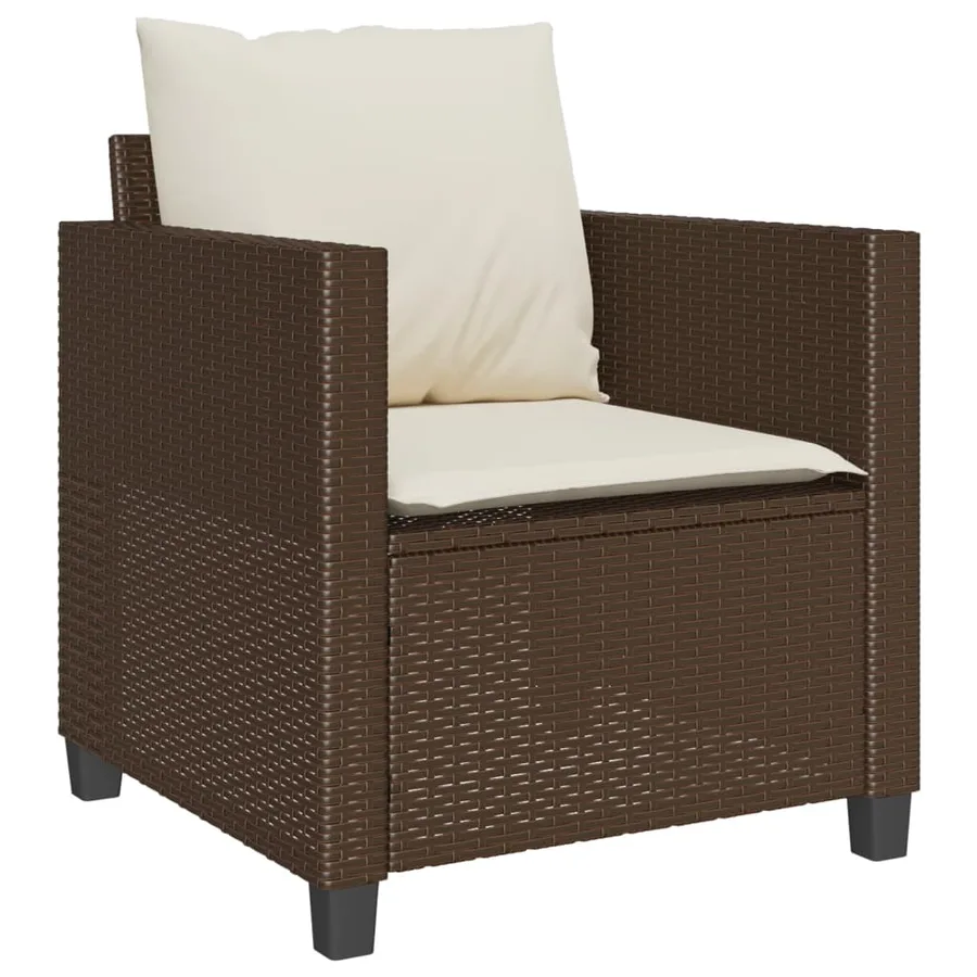 Ensemble de bistro 3 pcs avec coussins marron résine tressée - 4