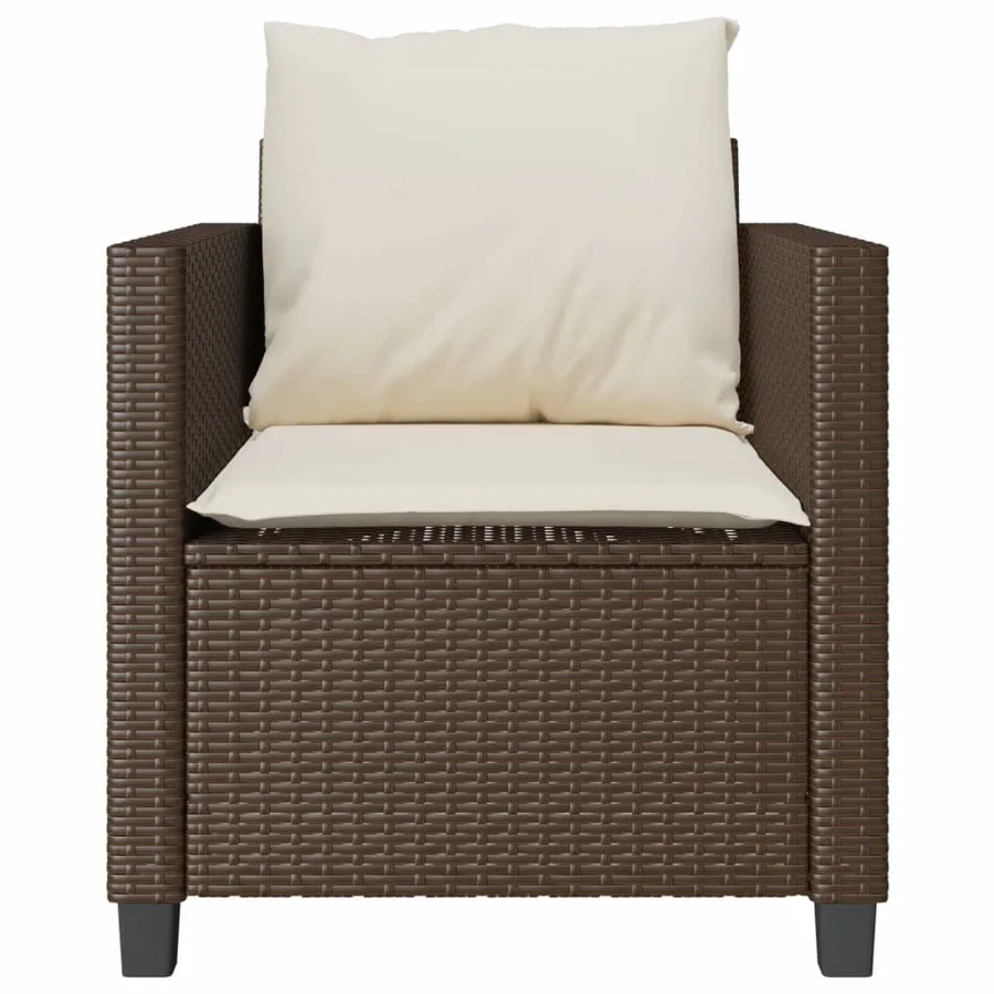 Ensemble de bistro 3 pcs avec coussins marron résine tressée - 5