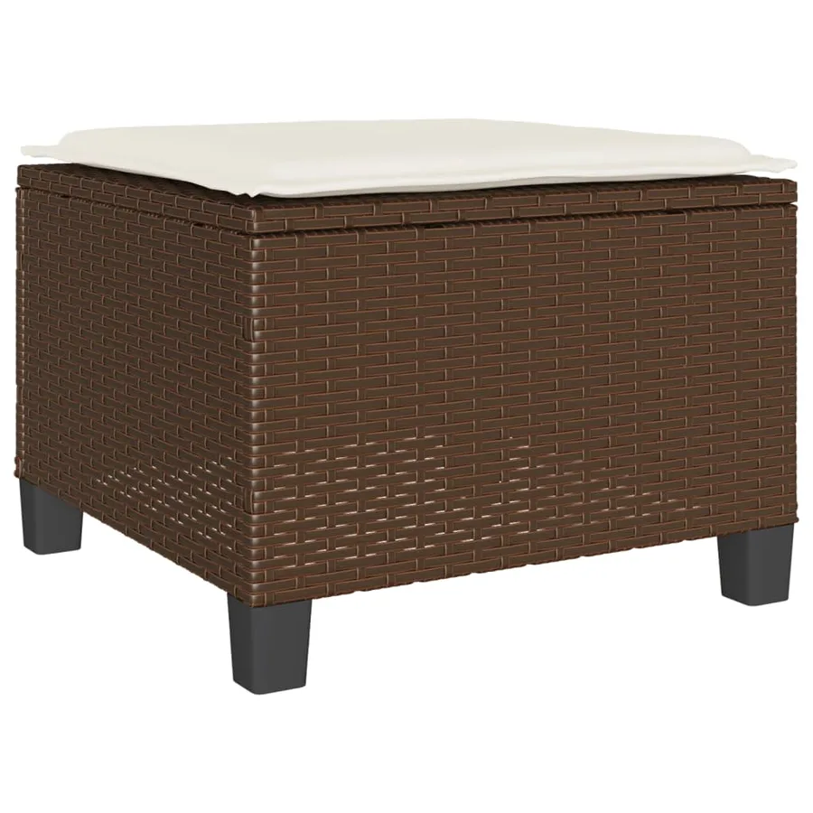 Ensemble de bistro 3 pcs avec coussins marron résine tressée - 7