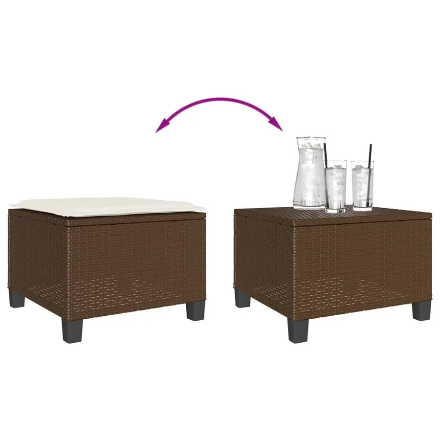 Ensemble de bistro 3 pcs avec coussins marron résine tressée - 9