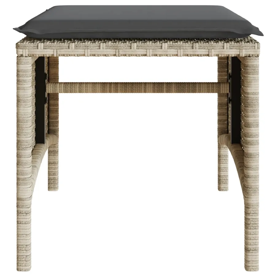 Canapé de jardin 2 places avec table tabourets gris clair rotin - 10