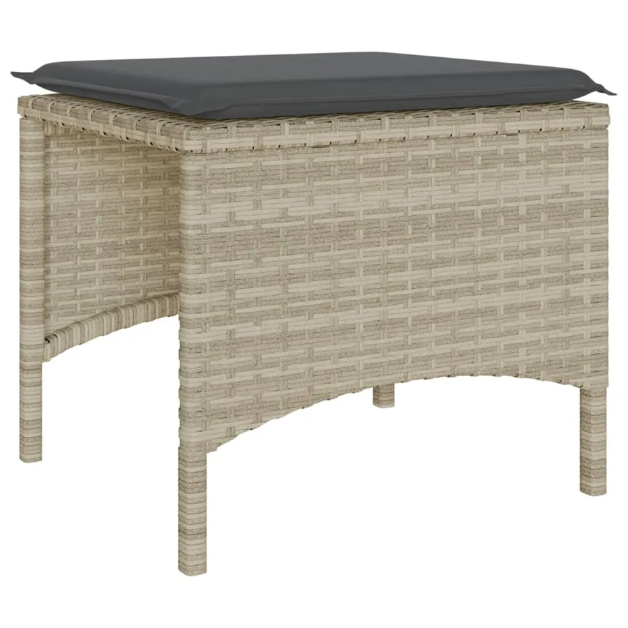 Canapé de jardin 2 places avec table tabourets gris clair rotin - 8