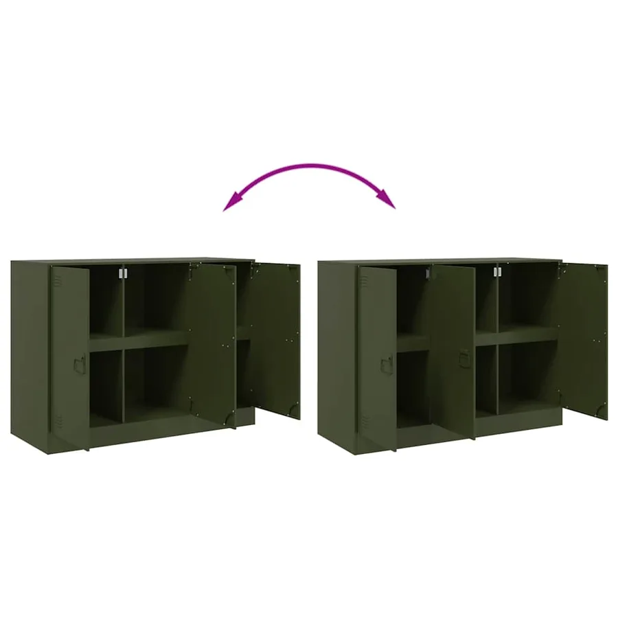 Buffet vert olive 99x39x73 cm acier - 10