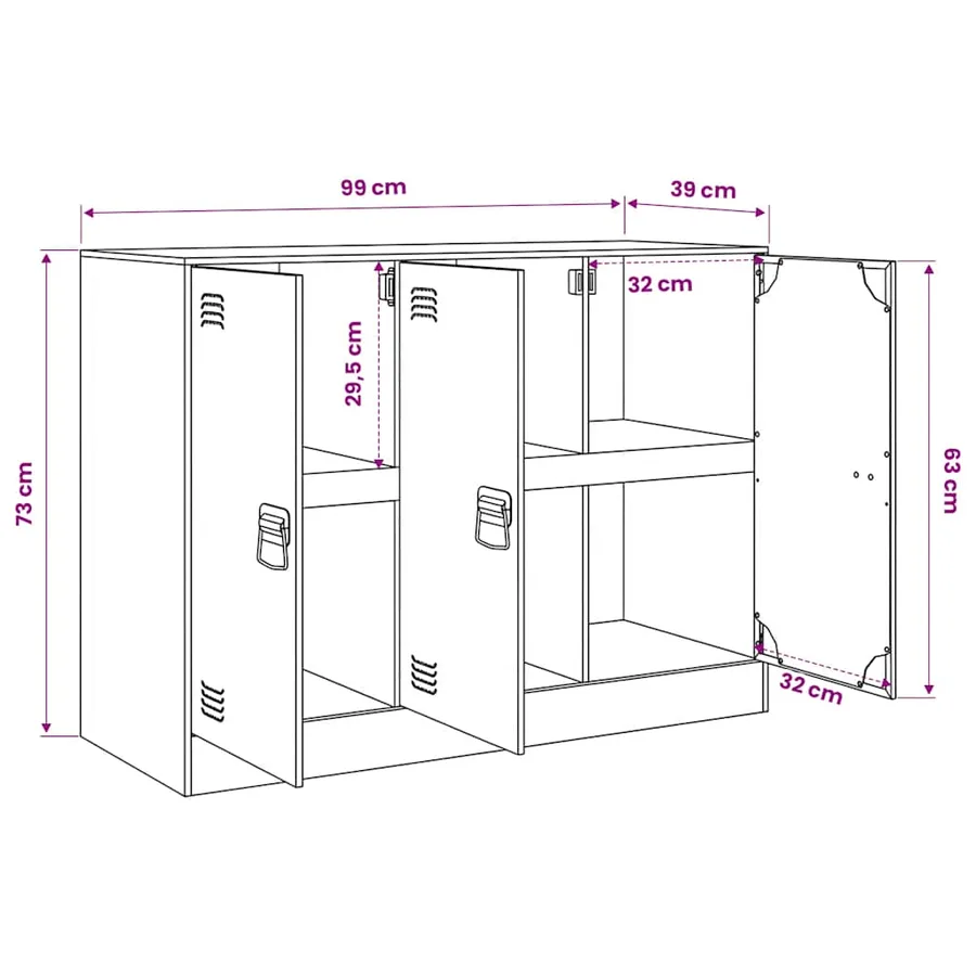 Buffet vert olive 99x39x73 cm acier - 13