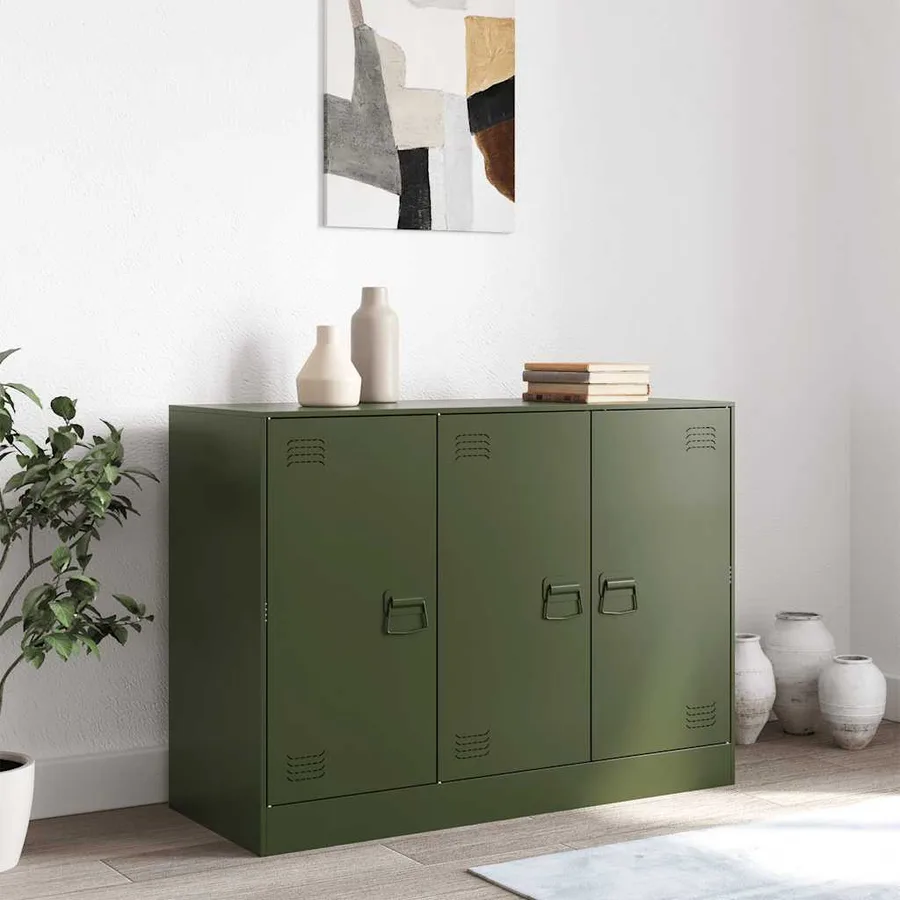 Buffet vert olive 99x39x73 cm acier - 3