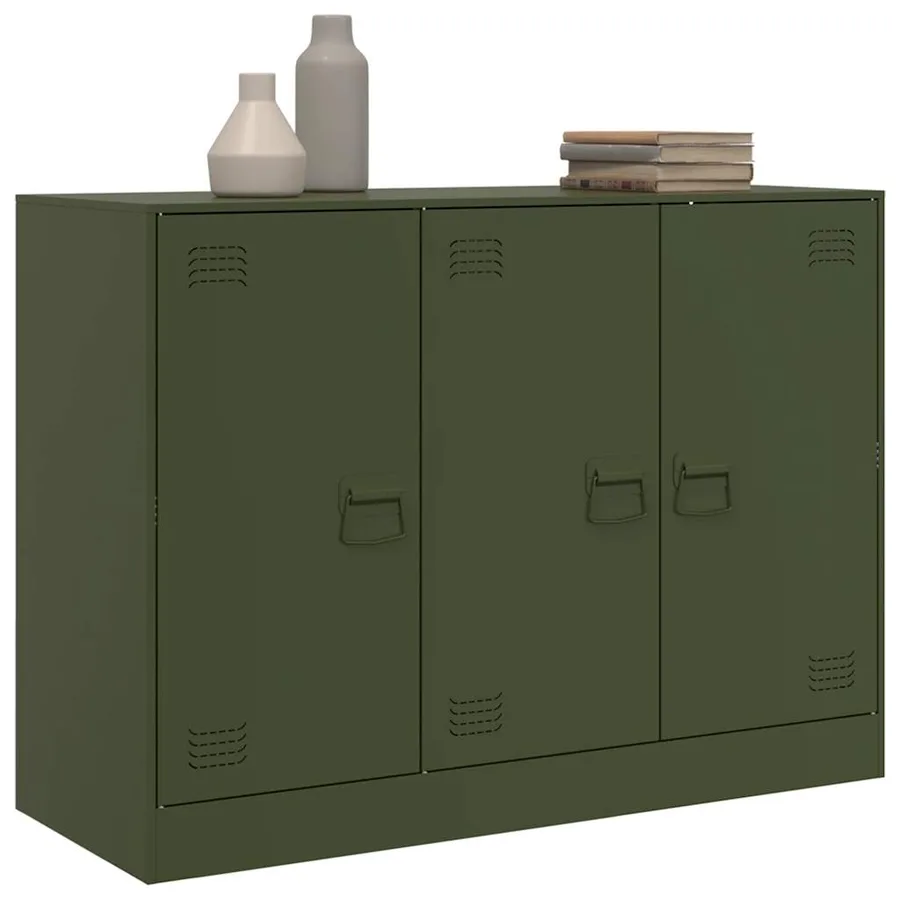 Buffet vert olive 99x39x73 cm acier - 4