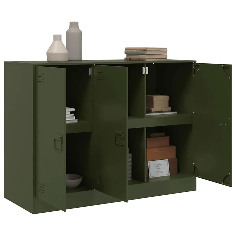 Buffet vert olive 99x39x73 cm acier - 5