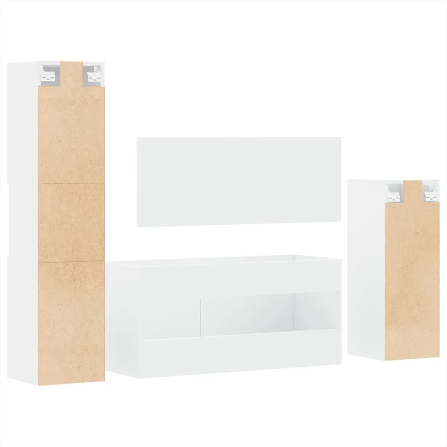 Ensemble de meubles salle de bain 4 pcs blanc bois d'ingénierie - 7