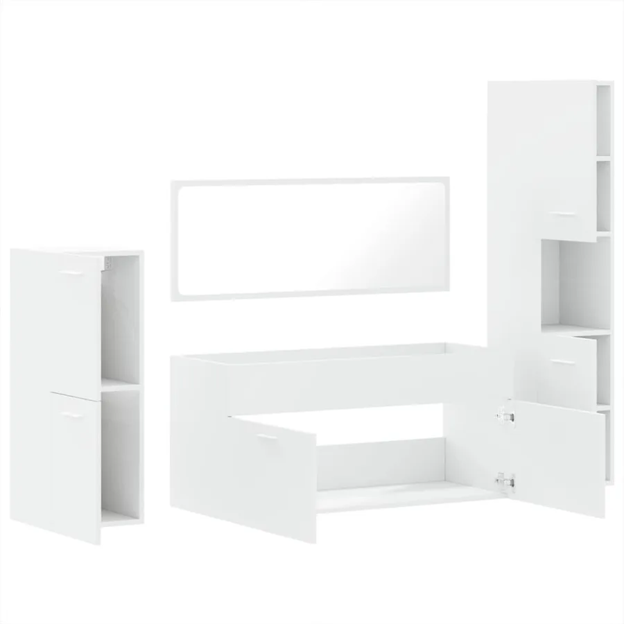 Ensemble de meubles salle de bain 4 pcs blanc bois d'ingénierie - 8