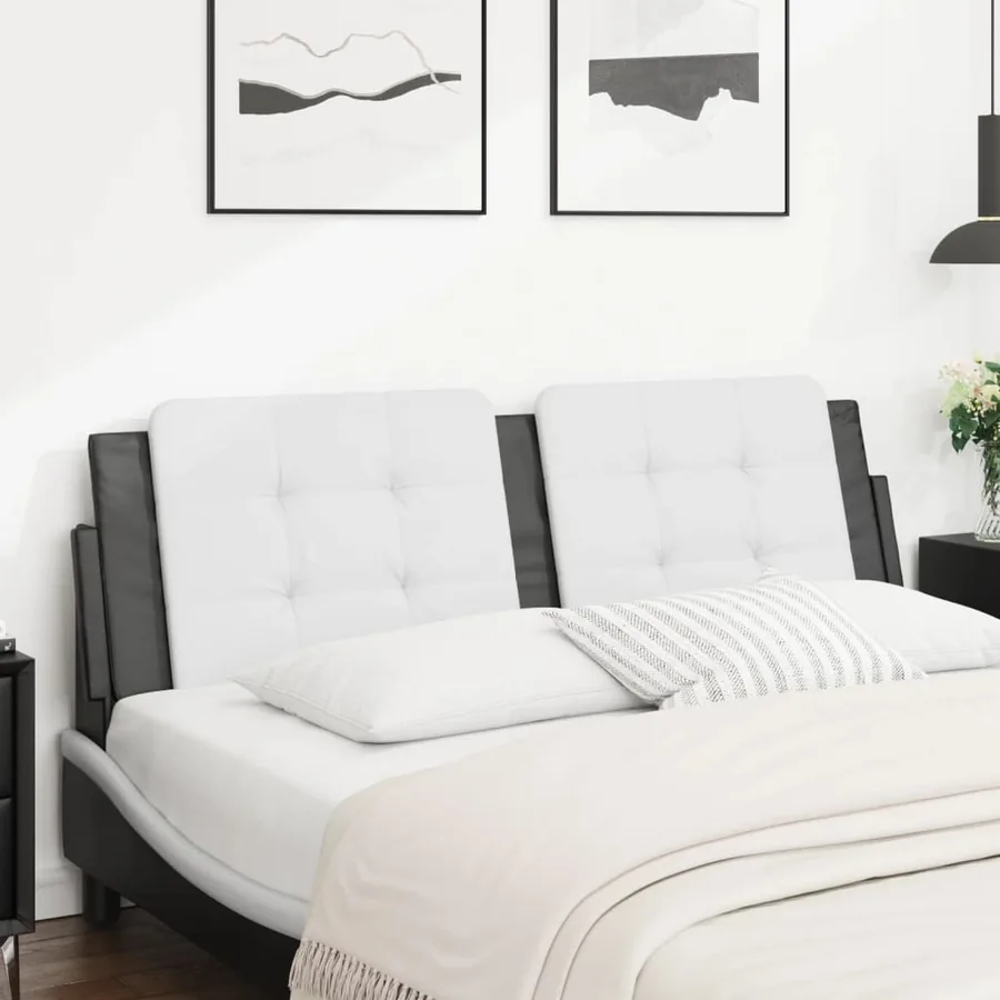 Coussin de tête de lit Zadar blanc et noir 160 cm similicuir