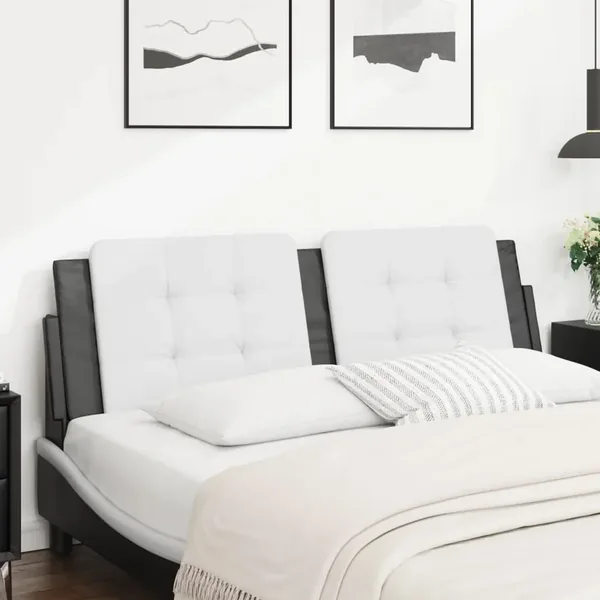 Coussin de tête de lit Zadar blanc et noir 160 cm similicuir