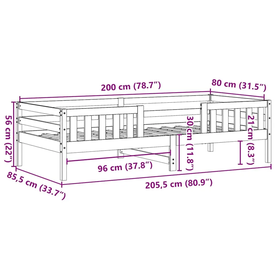 Cadre de lit sans matelas 80x200 cm bois massif de pin - 9