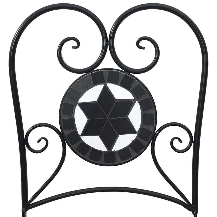 Ensemble de bistro mosaïque noir et blanc fer et céramique - 13
