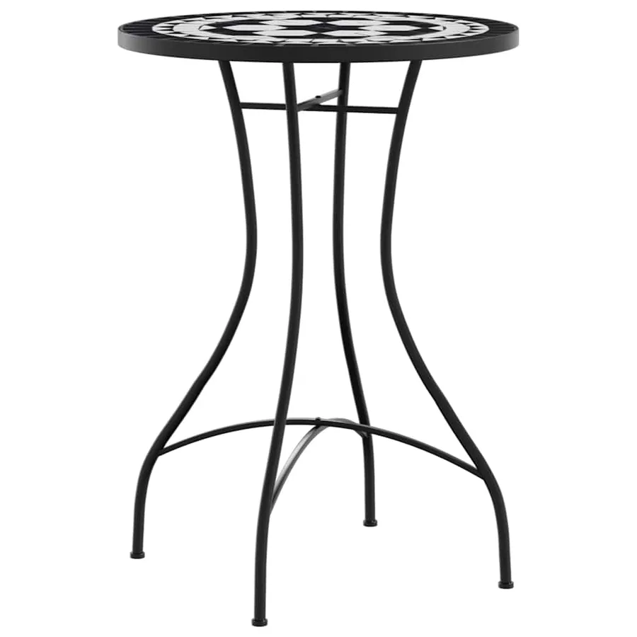 Ensemble de bistro mosaïque noir et blanc fer et céramique - 3