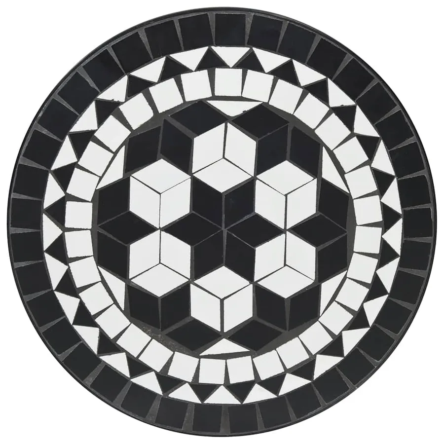 Ensemble de bistro mosaïque noir et blanc fer et céramique - 6