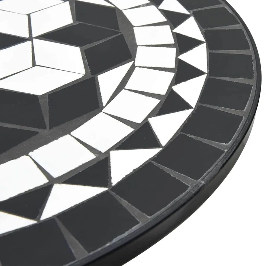 Ensemble de bistro mosaïque noir et blanc fer et céramique - 7