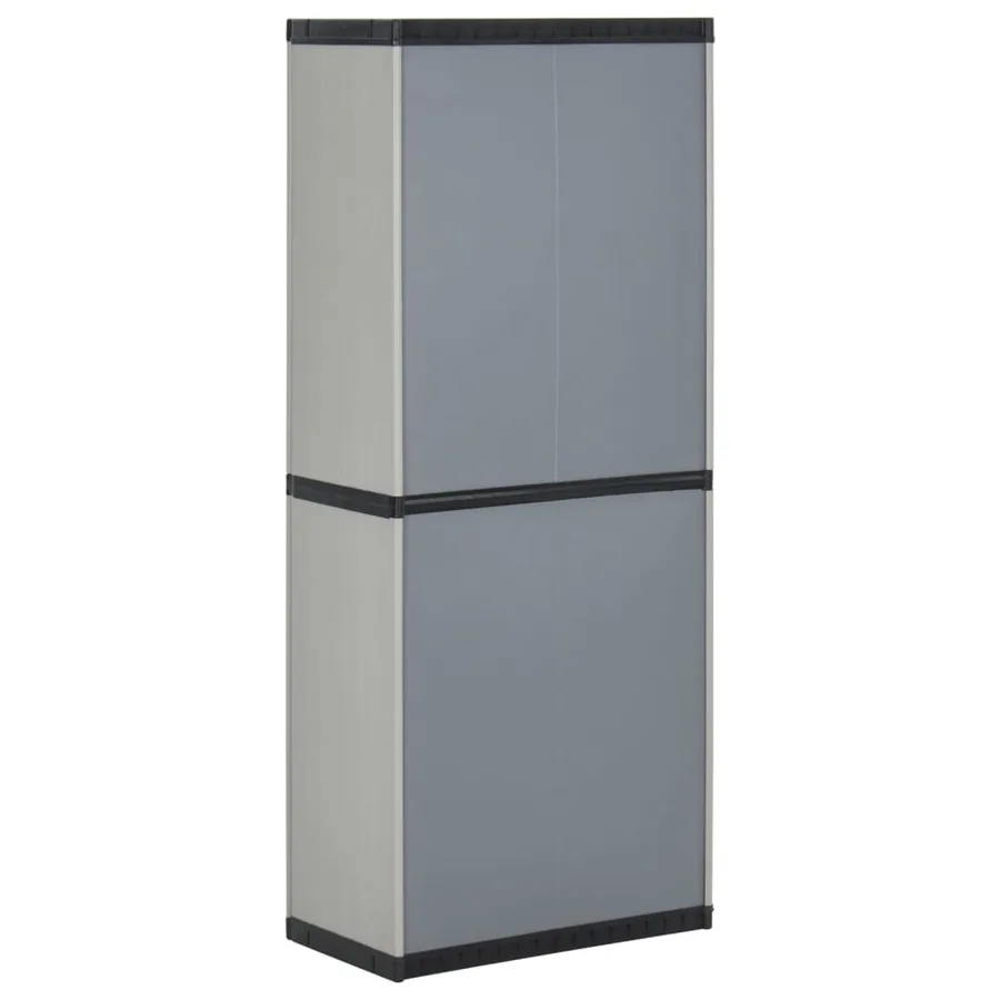 Armoire de rangement de jardin 3 étagères Gris/noir 68x40x168cm - 6