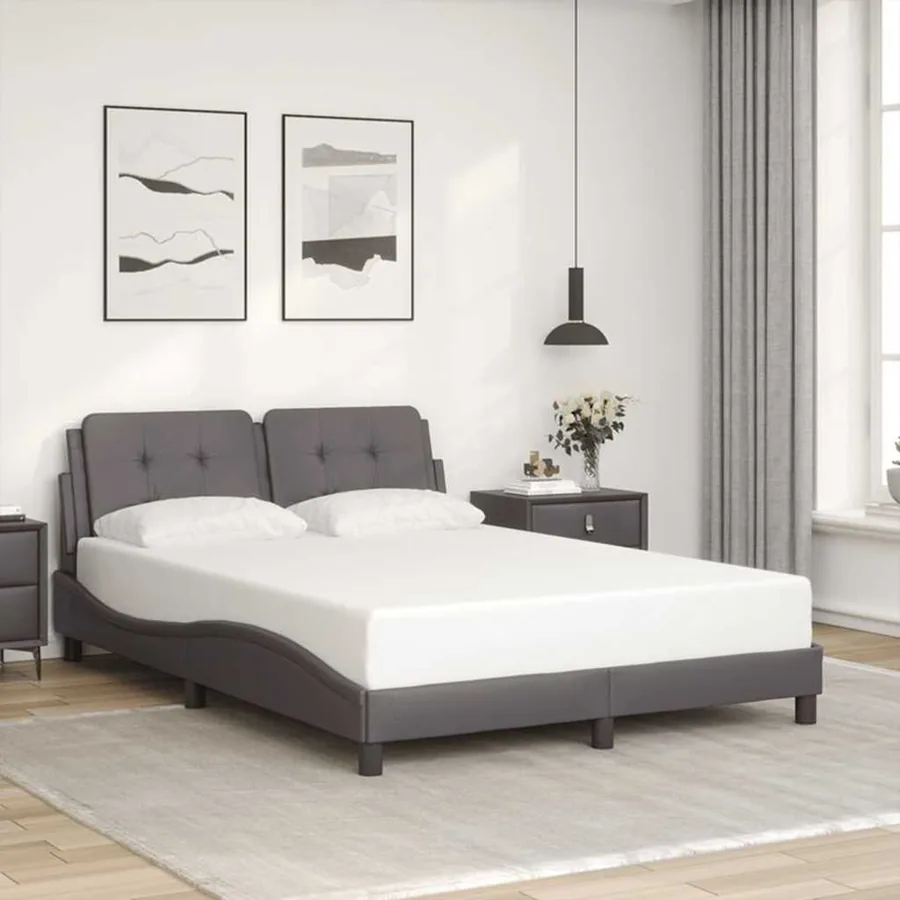 Cadre de lit sans matelas Zadar gris 120x200 cm similicuir