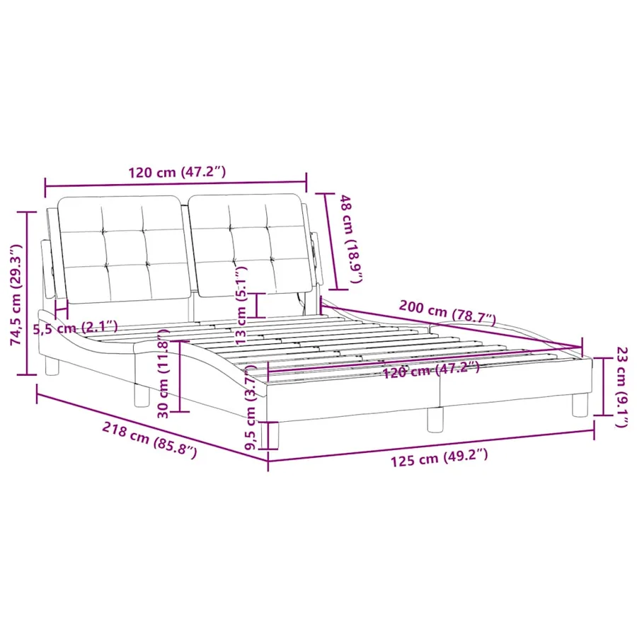 Cadre de lit sans matelas Zadar blanc 120x200 cm similicuir - 12