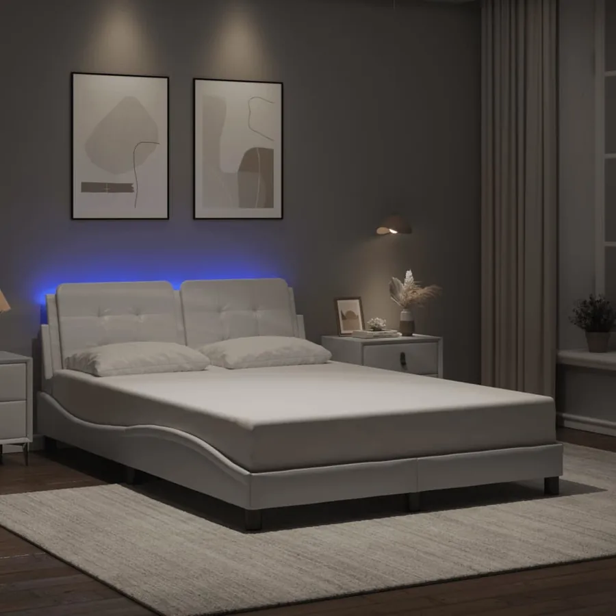 Cadre de lit avec LED sans matelas Zadar blanc 120x200 cm