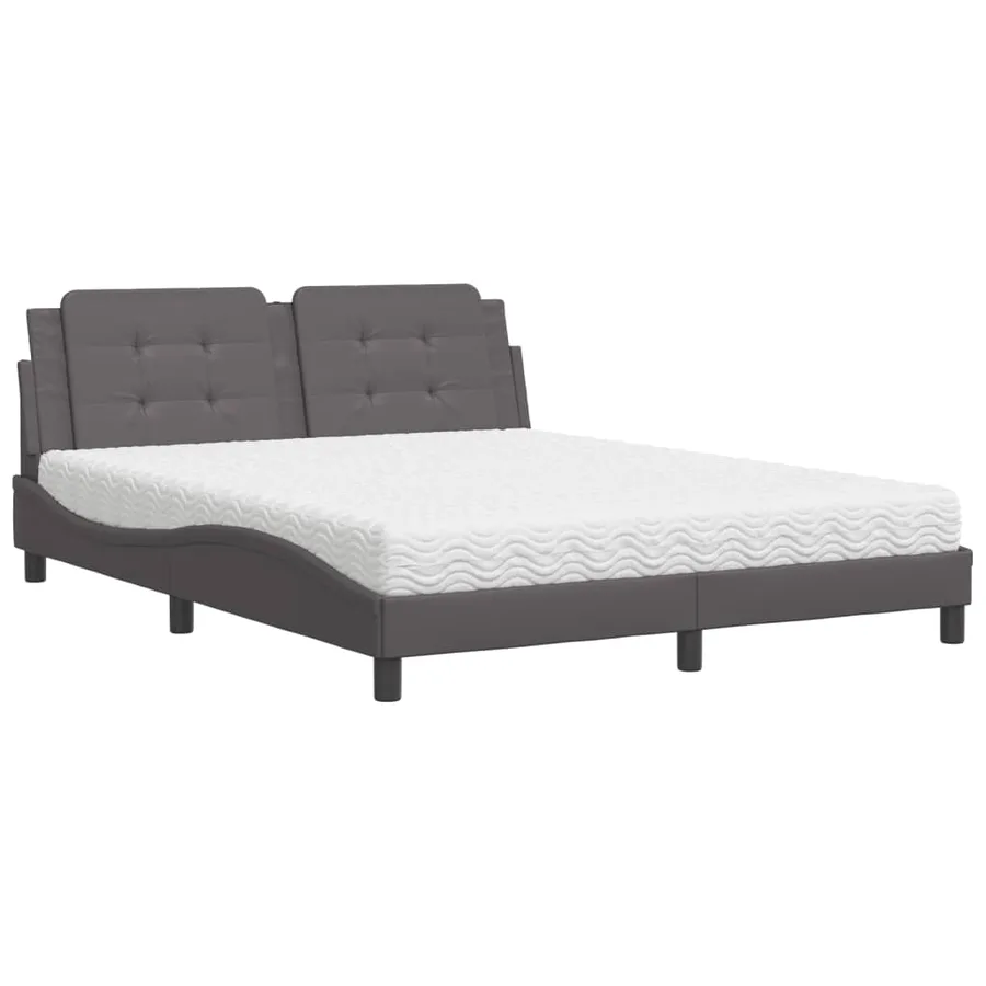 Lit avec matelas Zadar gris 160x200 cm similicuir - 2