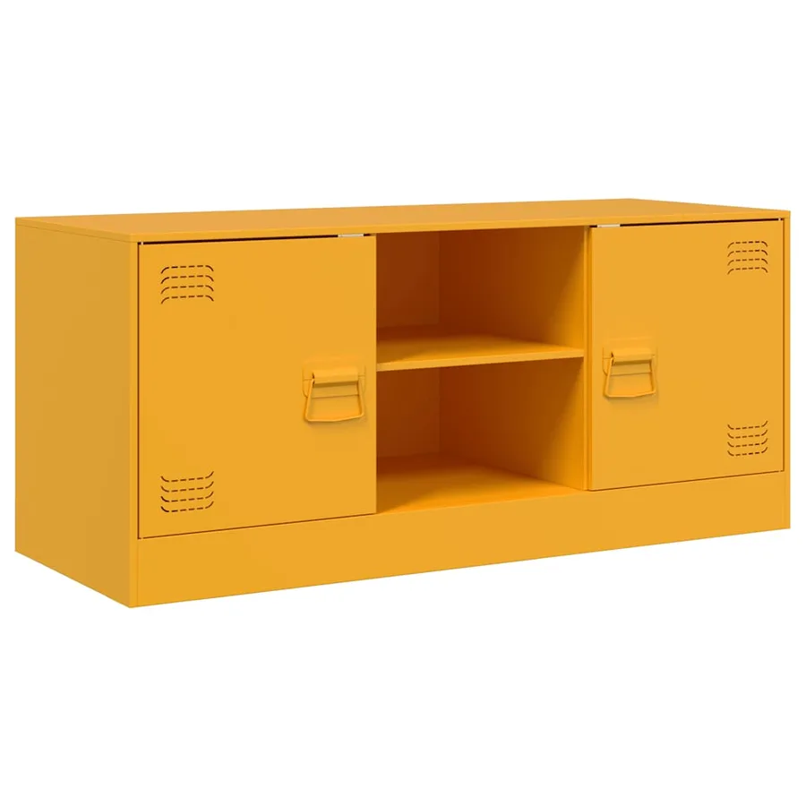 Meuble TV jaune moutarde 99x39x44 cm acier - 2