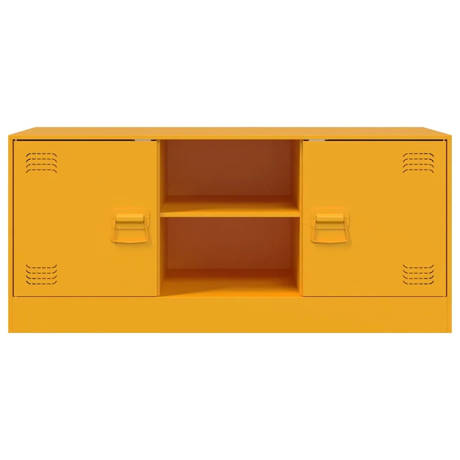 Meuble TV jaune moutarde 99x39x44 cm acier - 6