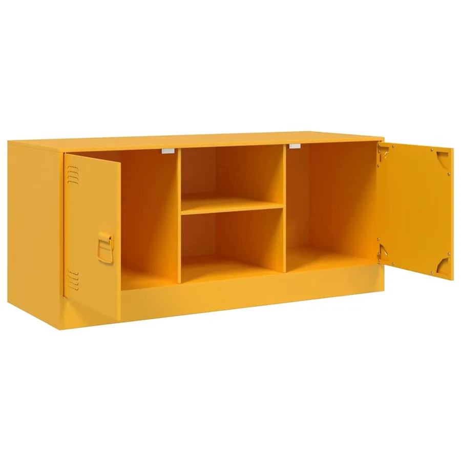 Meuble TV jaune moutarde 99x39x44 cm acier - 8
