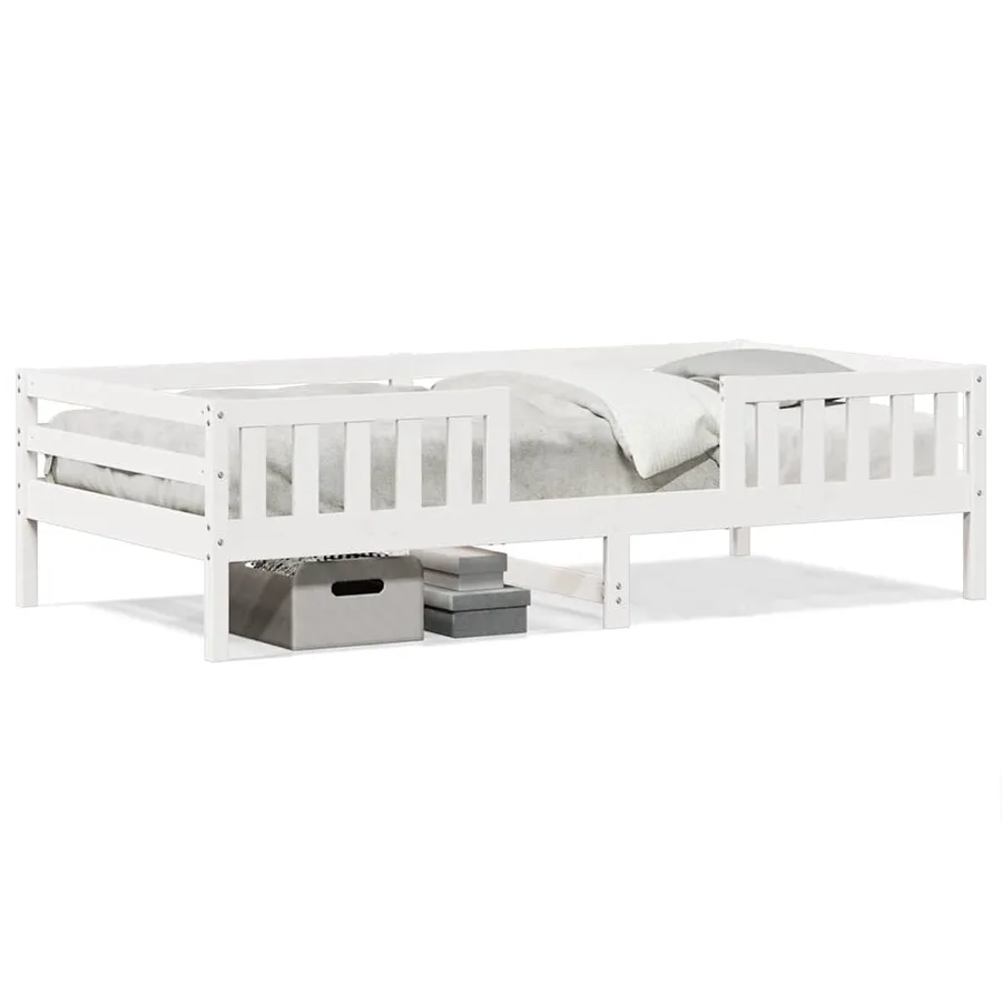 Cadre de lit sans matelas blanc 75x190 cm bois de pin massif - 2