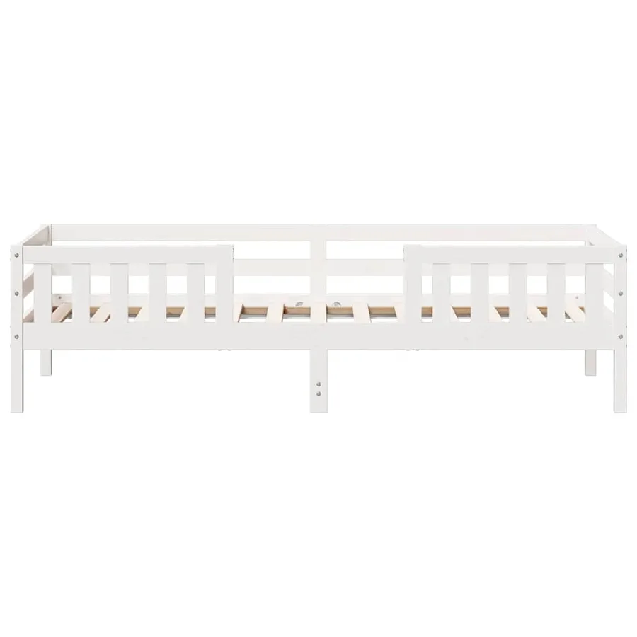 Cadre de lit sans matelas blanc 75x190 cm bois de pin massif - 4