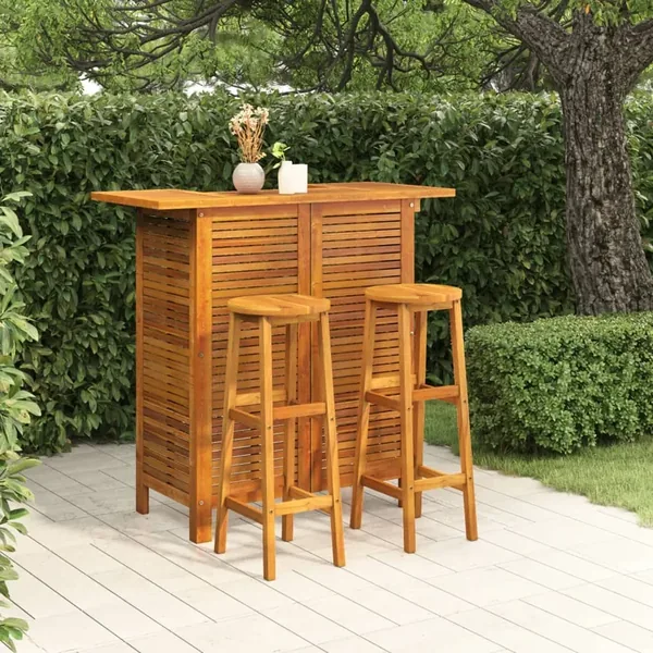 Ensemble de bar de jardin 3 pcs Bois d'acacia solide