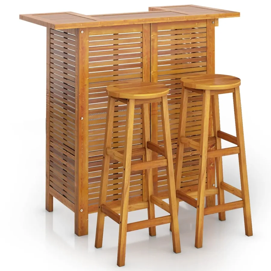 Ensemble de bar de jardin 3 pcs Bois d'acacia solide - 2