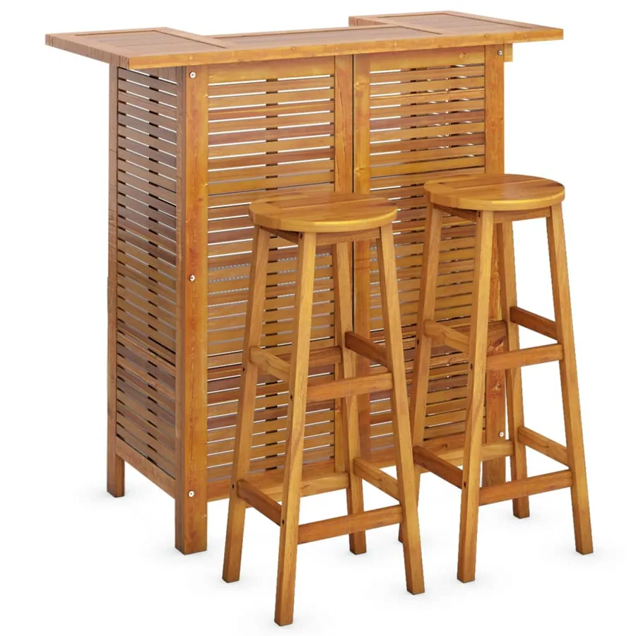 Ensemble de bar de jardin 3 pcs Bois d'acacia solide - 3