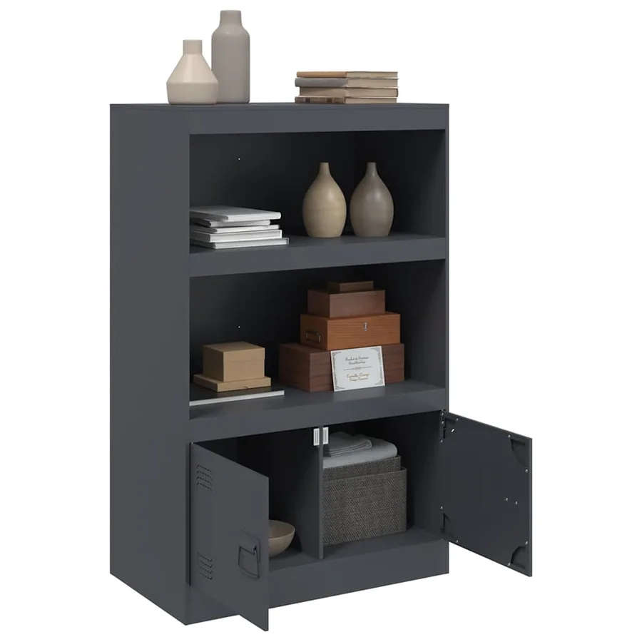 Buffet anthracite 67x39x107 cm acier - 4
