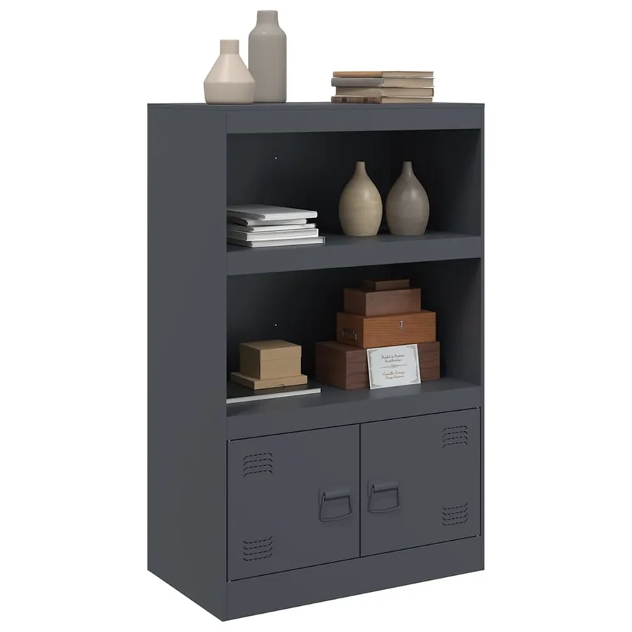 Buffet anthracite 67x39x107 cm acier - 5