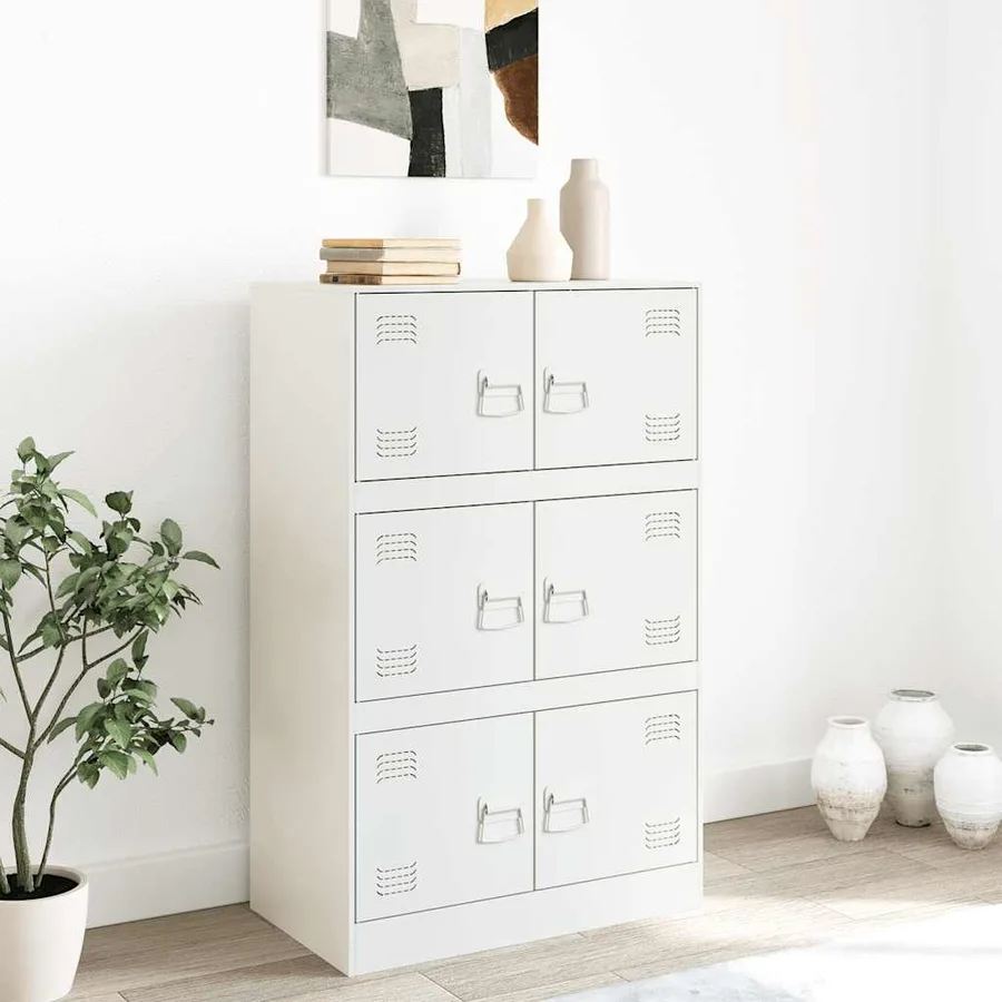 Buffet blanc 67x39x107 cm acier - 3