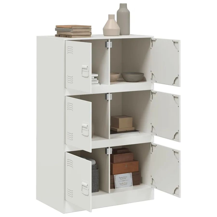 Buffet blanc 67x39x107 cm acier - 4