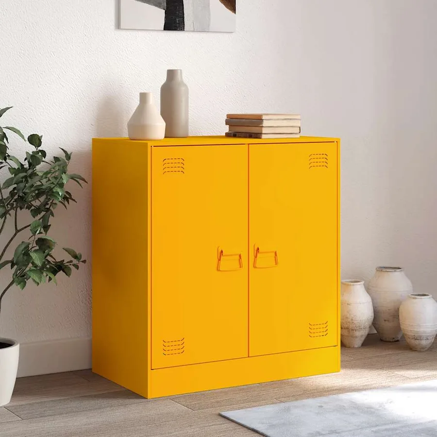 Buffet jaune moutarde 67x39x73 cm acier - 3