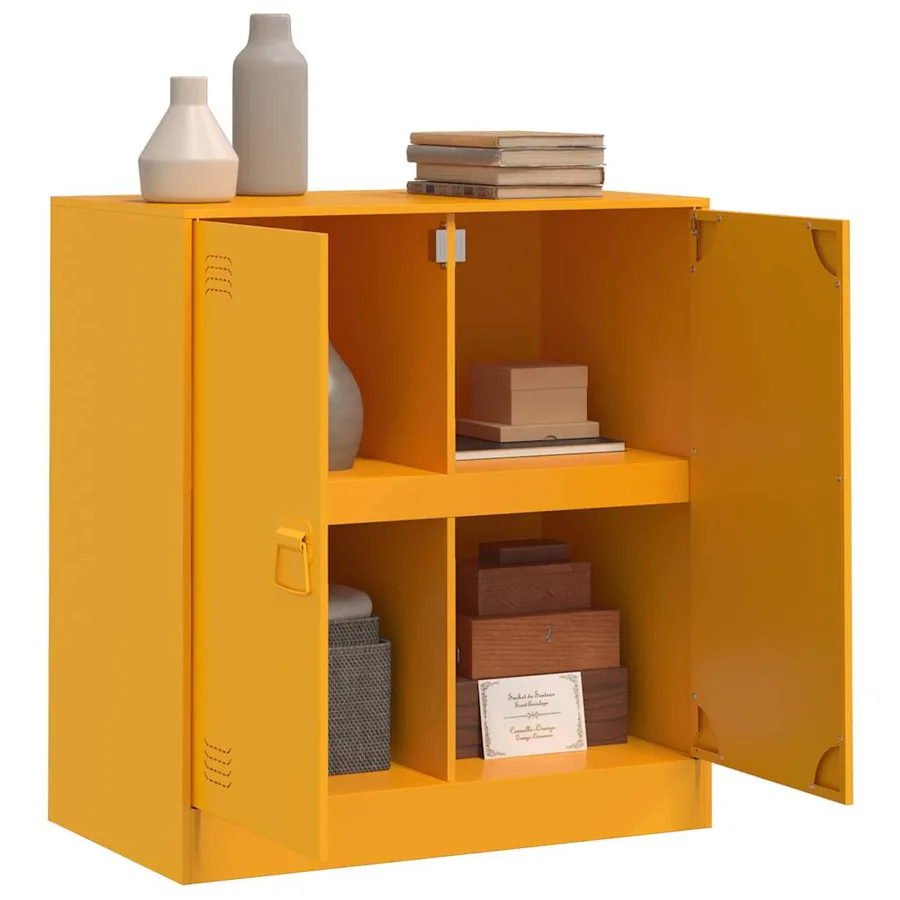 Buffet jaune moutarde 67x39x73 cm acier - 5