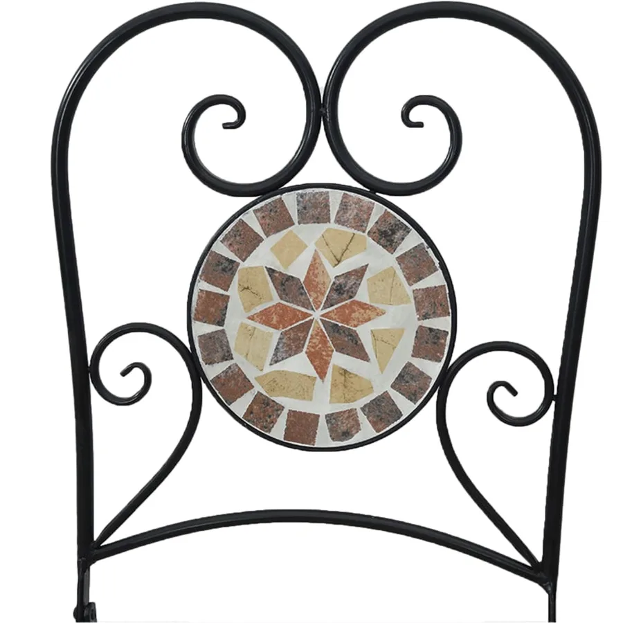 Ensemble de bistro mosaïque terre cuite blanc fer et céramique - 13