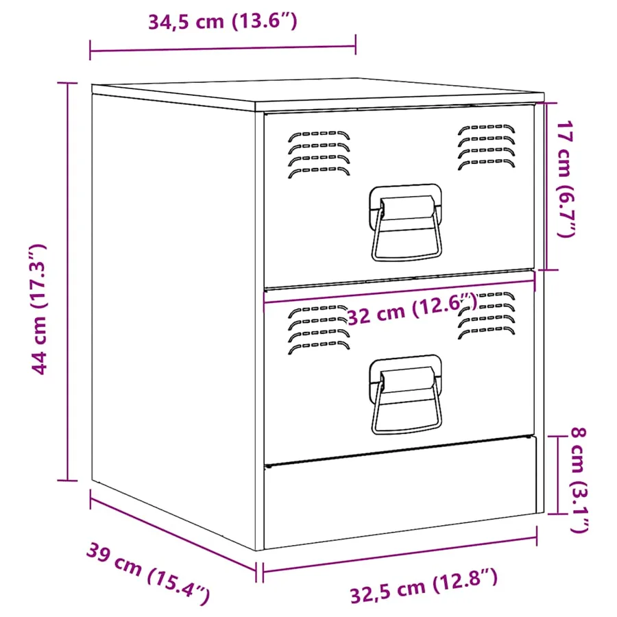 Table de chevet blanc 34,5x39x44 cm acier - 14