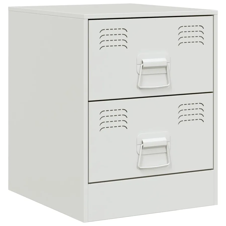 Table de chevet blanc 34,5x39x44 cm acier - 2