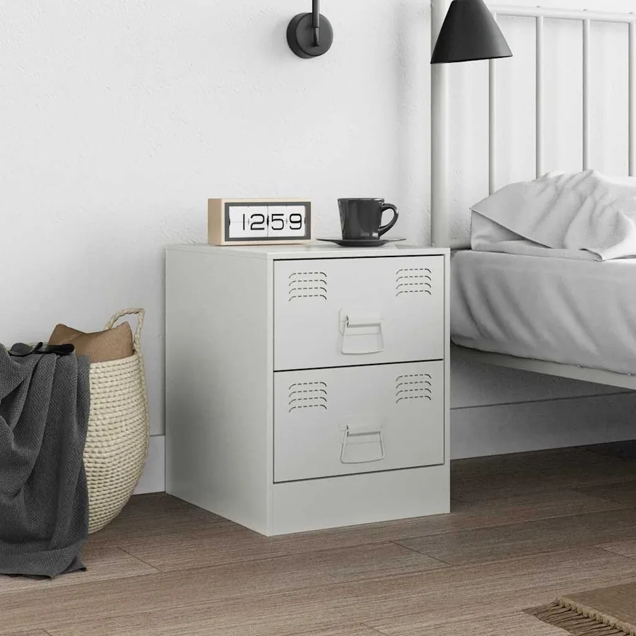 Table de chevet blanc 34,5x39x44 cm acier - 3