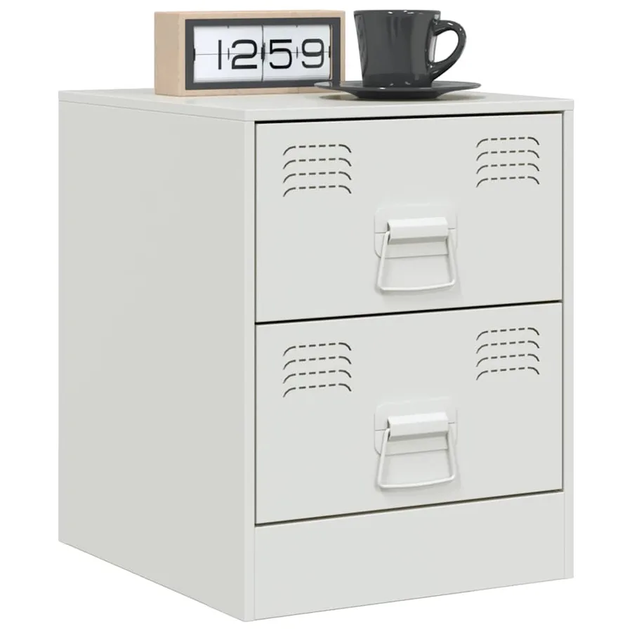 Table de chevet blanc 34,5x39x44 cm acier - 4