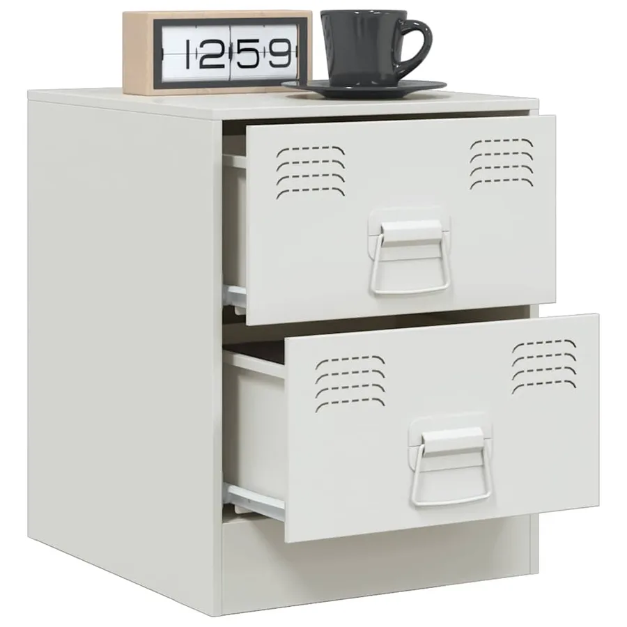 Table de chevet blanc 34,5x39x44 cm acier - 5