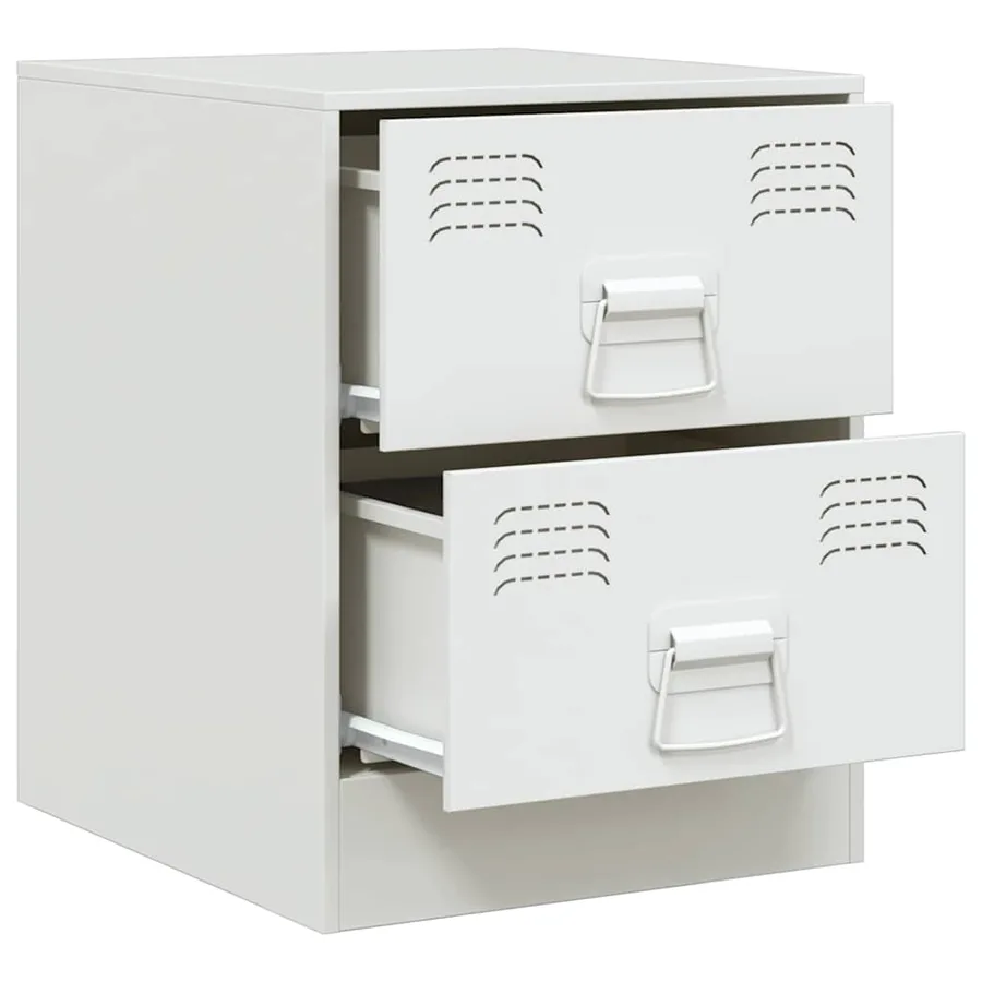 Table de chevet blanc 34,5x39x44 cm acier - 7