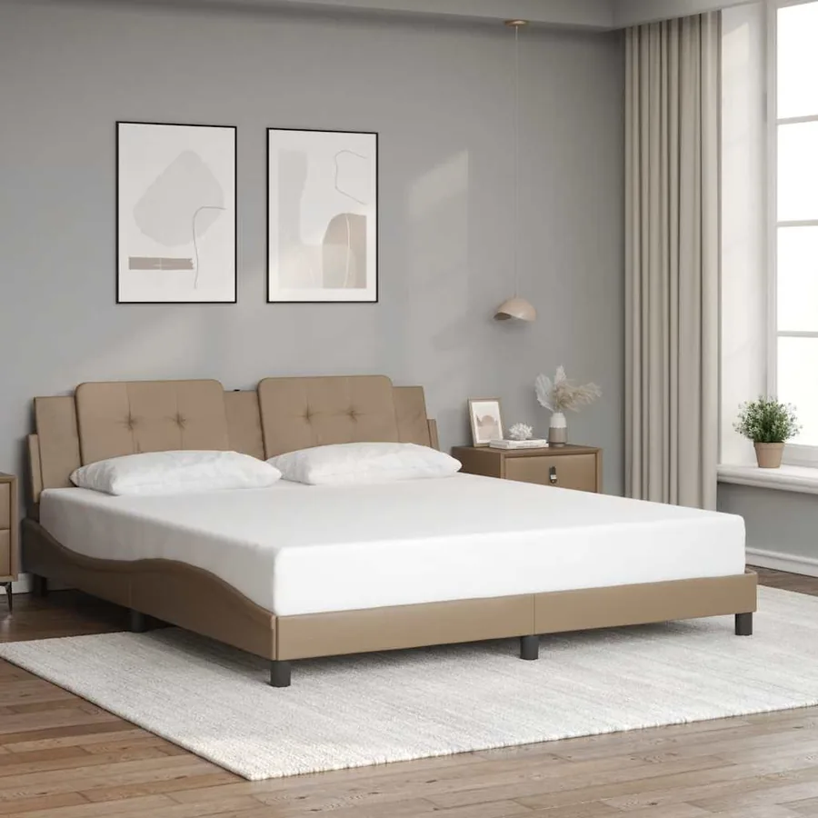 Cadre de lit sans matelas Zadar cappuccino 180x200 cm similicuir